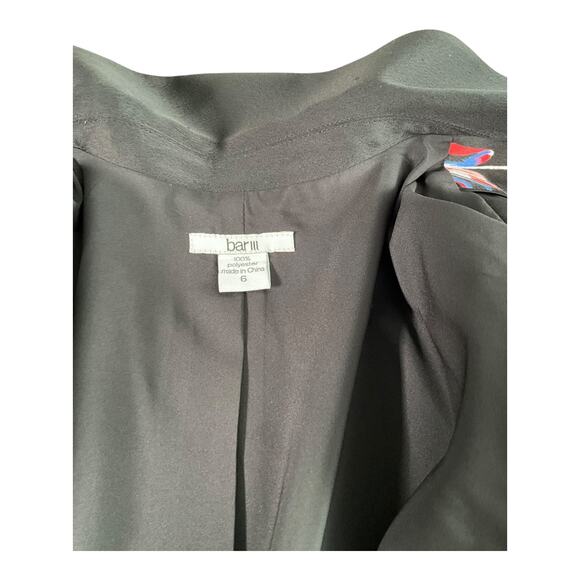 Bar III Black Floral Blazer Size 6 | One Button Silk Feel Statement Jacket - Picture 7 of 10